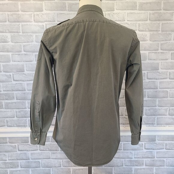 Vintage Willis and Geiger Shooting Hunting Shirt Army Green Men Med Utility USA - Picture 3 of 11